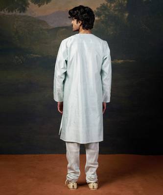 Turquoise embellished mirror work kurta set 2