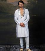 Blue mirror work kurta with matching pyjama