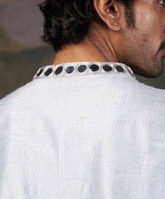 Blue mirror work kurta with matching pyjama 2