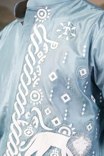 Grey hand-embroidered kurta with pyjama