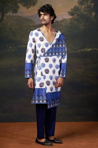 White stylish angrakha kurta set