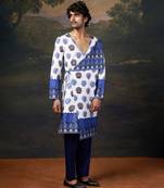 White stylish angrakha kurta set