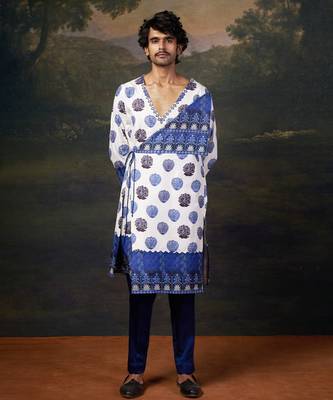 White stylish angrakha kurta set 2