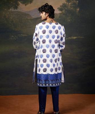 White stylish angrakha kurta set 3