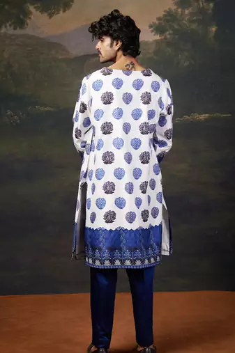 White stylish angrakha kurta set