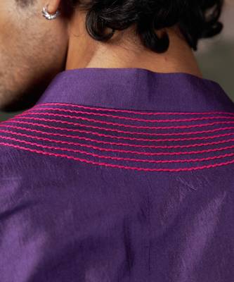 Purple thread work kurta pyjama set for men 4