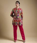 Multicolor hand-embroidered coord set