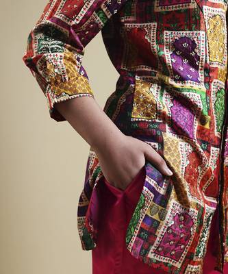 Multicolor hand-embroidered coord set 2