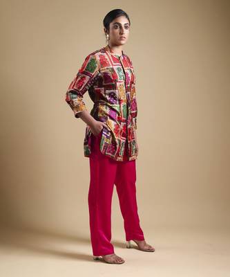 Multicolor hand-embroidered coord set 3