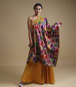 Multicolor hand embroidered off shoulder with sharara