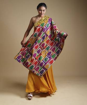 Multicolor hand embroidered off shoulder with sharara 4