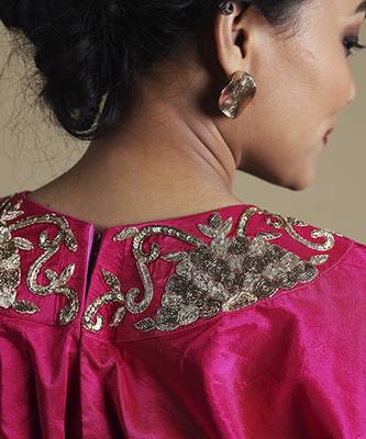 Multicolor Hand-Embroidered Blouse With Lehenga 4