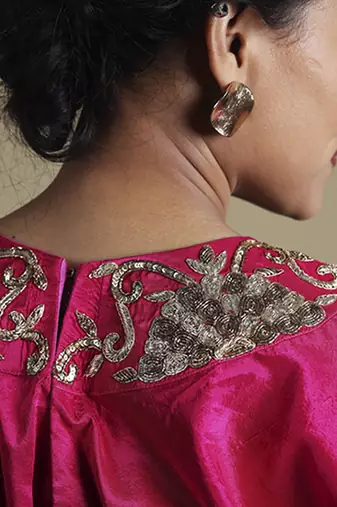 Multicolor Hand-Embroidered Blouse With Lehenga
