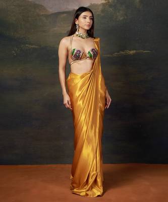 Liquid gold saree with cleopatra blouse 1