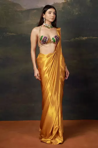 Liquid gold saree with cleopatra blouse
