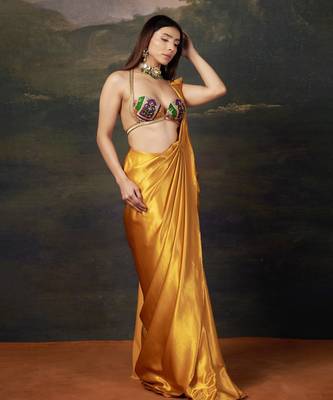 Liquid gold saree with cleopatra blouse 2