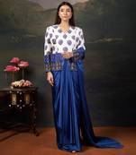 Hand embroidered coat with pre-draped saree