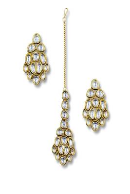 Gold plated meenakari kundan heavy choker necklace set with maangtikka 2