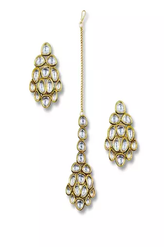 Gold plated meenakari kundan heavy choker necklace set with maangtikka