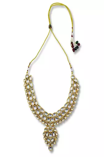 Gold plated meenakari kundan heavy choker necklace set with maangtikka