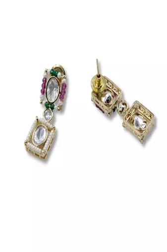 Multicolor gold plated beads moissanite kundan choker necklace set