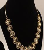 Gold plated cz moissanite kundan short necklace set