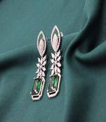 Green rhodium plated zircon green synthetic stone drop earrings