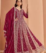 Rani embroidered faux georgette semi-stitched anarkali suit