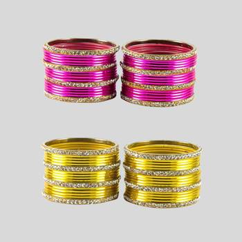 Brass multicolor stone stud bangle combo 1