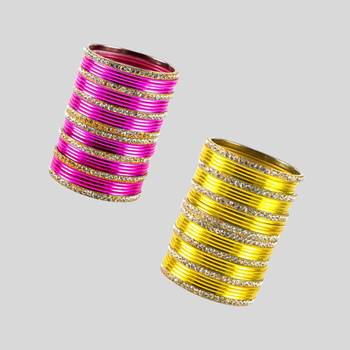 Brass multicolor stone stud bangle combo 2