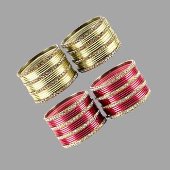 Brass multicolor stone stud bangle combo 1