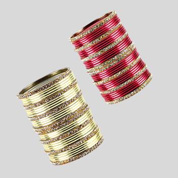 Brass multicolor stone stud bangle combo 2
