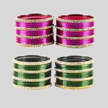 Brass multicolor stone stud bangle combo 1