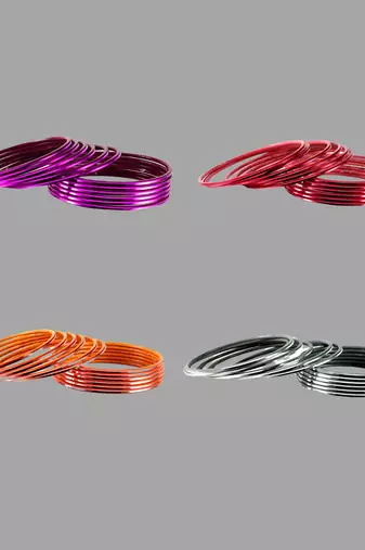 Brass  multicolor  plain bangle combo
