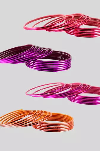 Brass  multicolor  plain bangle combo
