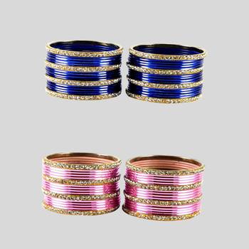 Brass multicolor stone stud bangle combo 1