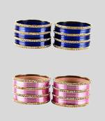Brass multicolor stone stud bangle combo