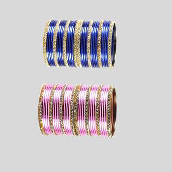 Brass multicolor stone stud bangle combo 2