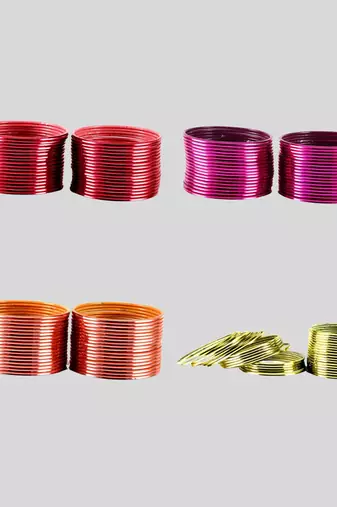 Brass  multicolor  plain bangle combo