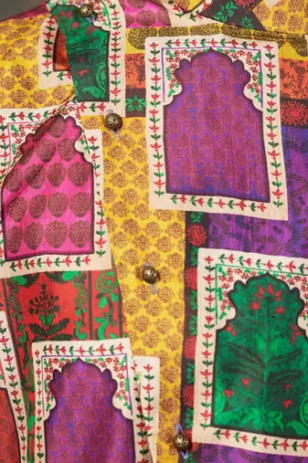Multicolor Block Printed Silk kurta with pants