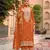 Orange embroidered chinon palazzo style salwar suit