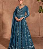 Rama embroidered chinon semi-stitched anarkali salwar suit
