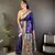 royal blue  silk blend  floral zari weaving work paithani saree