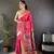 pink silk blend floral zari weaving work paithani saree