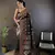 black silk blend meena weaving  pashmina work kashmiri saree