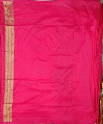 pink silk blend floral zari weaving work paithani saree 5