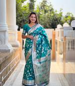 Rama soft banarasi silk Blend meenakari weaving saree with unstitched blouse