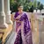Purple soft banarasi silk blend meenakari weaving saree with unstitched blouse