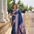 Teal soft banarasi silk blend meenakari weaving saree with unstitched blouse