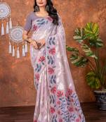 Lavender muga cotton jamdani saree